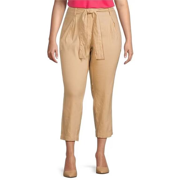 Calvin Klein Tan High Waist Belted Cargo Pants Plus Size 20 - Picture 1 of 12